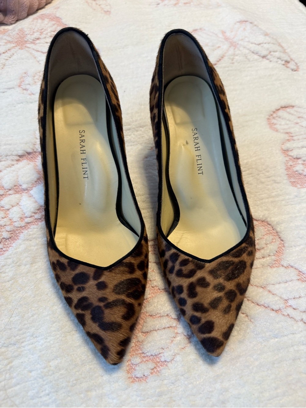 Sarah Flint Leopard-Print Pointed Toe Pumps - Tan & Black
